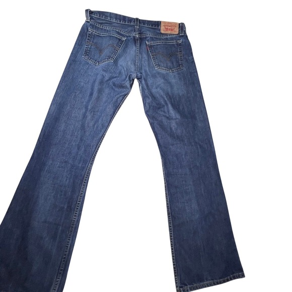 Levis 527 Low Bootcut Jeans Mens 34x32 Y2K Blue Medium Dark Wash Denim Western - Picture 4 of 10